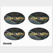 Sticker Mariage Ovale en soie noire (Feuille)