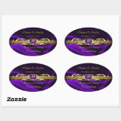 Sticker Mariage ovale en soie violette (Feuille)