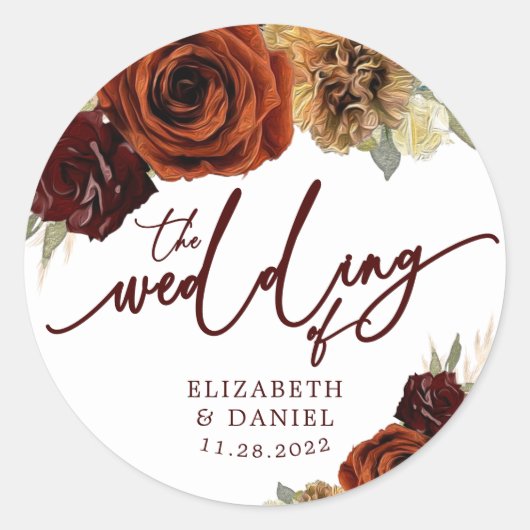 Sticker Mariage Pampas Fleurs Rustiques (Devant)