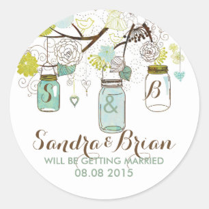 Sticker Mariage Pastel Mason Jar & Retro Fleurs