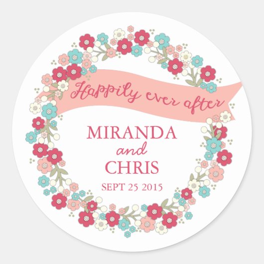 Sticker Mariage personnalisé Garden Love Wreath (Devant)
