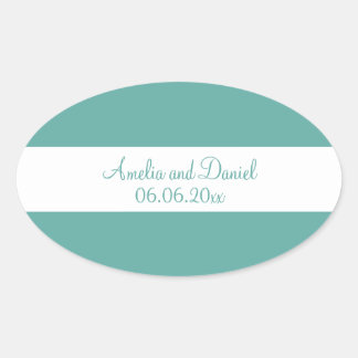 Sticker Mariage personnalisé turquoise et blanc
