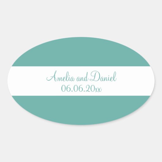 Sticker Mariage personnalisé turquoise et blanc (Devant)