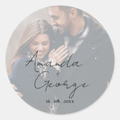 Sticker Mariage photo Faux Vellum Elégant (Devant)