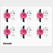 Sticker Mariage Pink Daisy Black White Polka (Feuille)