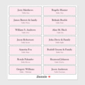 Sticker Mariage Place Card Nom de l'invité Numéro de table (Feuille)