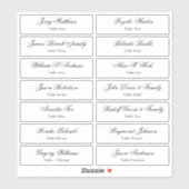 Sticker Mariage Place Card Nom de l'invité Numéro de table (Feuille)