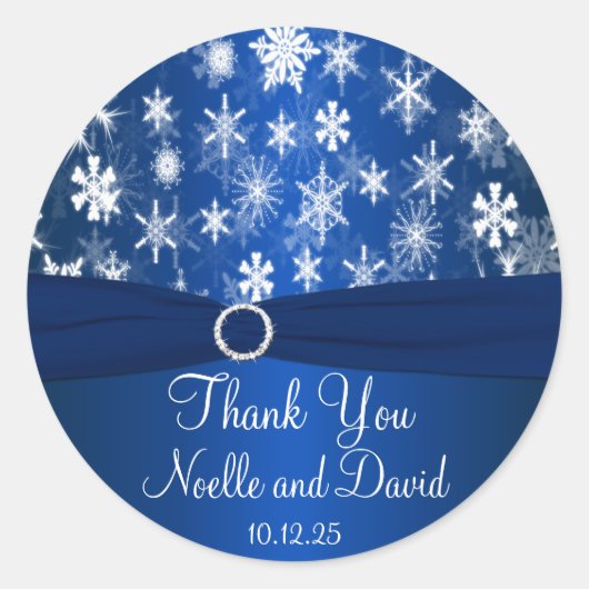 Sticker Mariage pour flocons de neige bleu et blan (Devant)