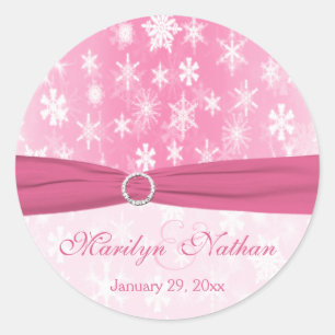 Sticker Mariage pour flocons de neige rose et blan