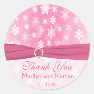 Sticker Mariage pour flocons de neige rose et blan