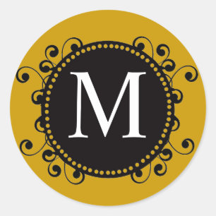 Sticker Mariage pour monogramme M d'or d'automne
