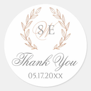 Sticker Mariage pour monogramme or Rose élégant