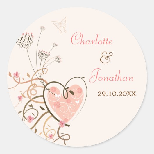 Sticker Mariage pour papillon rose doux (Devant)