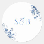 Sticker Mariage rond bleu toile (Devant)