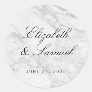 Sticker Mariage rond marbré blanc élégant