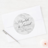 Sticker Mariage rond marbré blanc élégant (Enveloppe)