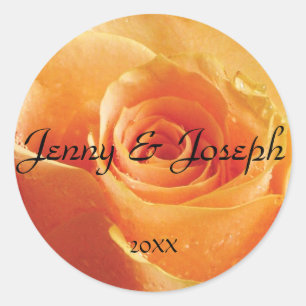 Sticker Mariage rond personnalisé Rose de pêche