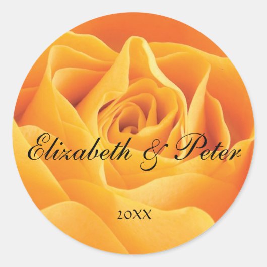 Sticker Mariage rond Personnalisé Rose Jaune (Devant)