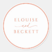 Sticker Mariage rond pour typographie orange moder (Devant)