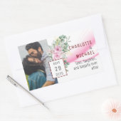 Sticker Mariage rose et floral (Enveloppe)