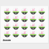 Sticker Mariage rose Monogramme Damask (Feuille)