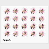 Sticker Mariage rose, noir, or Floral (Feuille)