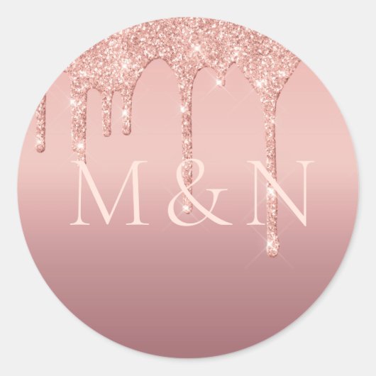 Sticker Mariage rose Parties scintillant or (Devant)