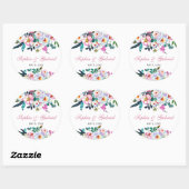 Sticker Mariage rose Peony Eucalyptus (Feuille)
