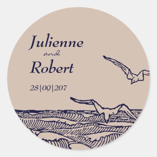 Sticker Mariage Rustic Beach Ocean Waves (Devant)