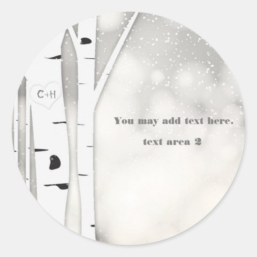 Sticker Mariage Rustique Birch Winter White Snowy (Devant)