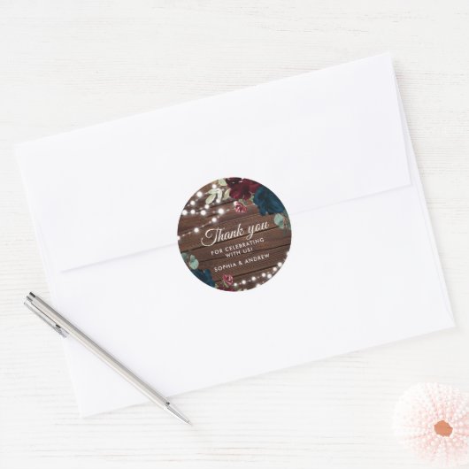 Sticker Mariage rustique Marsala & Navy (Enveloppe)