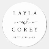 Sticker mariage Simple Faveur Noir & Blanc Script (Devant)