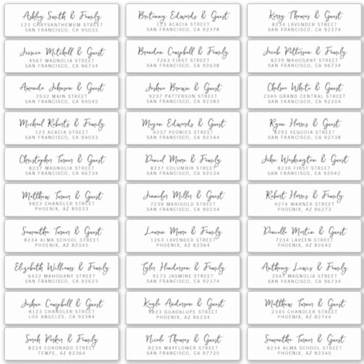 Sticker Mariage Simple Moderne Chic Nom d'hôte Adresse (Devant)