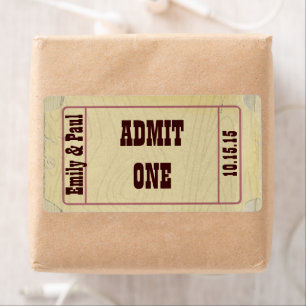 Sticker mariage Style de billet Admettre une date