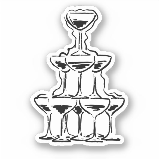 Sticker Mariage tour Champagne Retro (Devant)