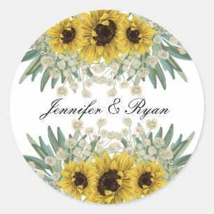 Sticker Mariage tournesol et vert