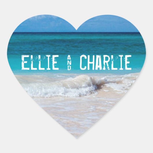 Sticker Mariage Tropical Ocean Beach Sand Heart (Devant)
