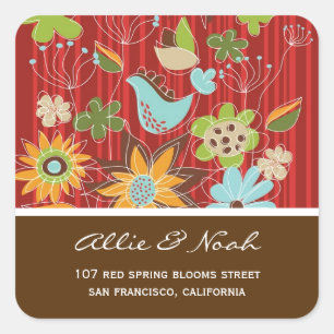 Sticker Mariage Tropical Red Floral Garden Summer