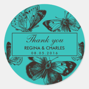 Sticker Mariage Turquoise Blue Butterfly