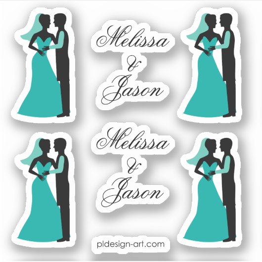 Sticker Mariage Turquoise Mariage élégant (Devant)
