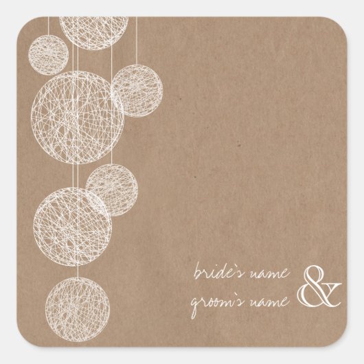 Sticker Mariage Twine Globes Inspiré Carton (Devant)