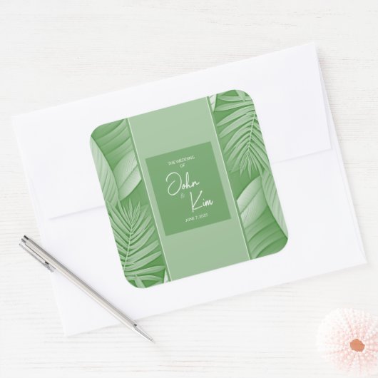 Sticker Mariage vert tropical (Enveloppe)