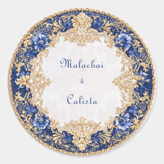 Sticker Mariage Victorian Blue & Gold (Devant)
