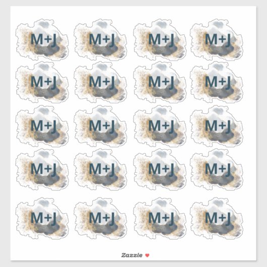 Sticker Mariages considérants bleu et or faveur (Feuille)