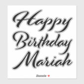 Sticker Mariah Nom Prénom Anniversaire de la Broderie noir (Feuille)