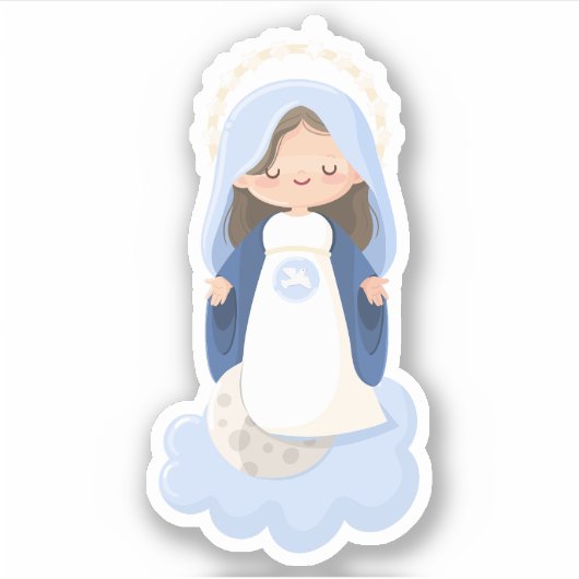 Sticker Marie Vierge Cute Kawaii (Devant)