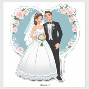 Sticker Mariée Heureuse Et Marié En Tenue De Mariage
