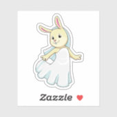 Sticker Mariée lapin avec voile (Feuille)