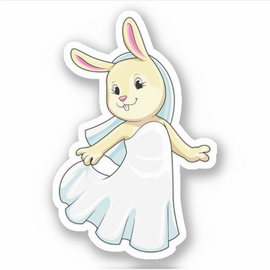 Sticker Mariée lapin avec voile (Devant)