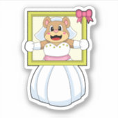 Sticker Mariée Ours en robe de mariée avec cadre photo.p (Devant)